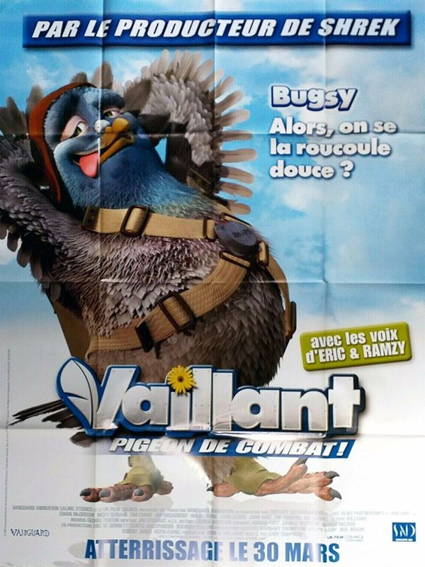 Vaillant Pigeon De Combat (Bugsy) - Véritable Pré-Affiche De Cinéma Pliée - Format 120x160 Cm - De Gary Chapman Avec Ramzy Bedia, Eric Judor, Ewan Mcgregor - Film D'animation - 2005