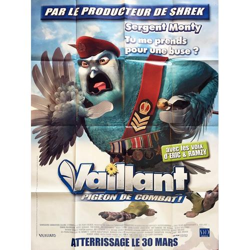 Vaillant Pigeon De Combat (Sergent Monty) - Véritable Pré-Affiche De Cinéma Pliée - Format 120x160 Cm - De Gary Chapman Avec Ramzy Bedia, Eric Judor, Ewan Mcgregor - Film D'animation - 2005