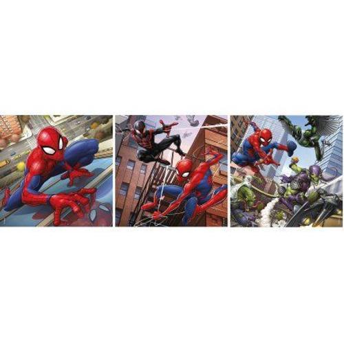 Coffret 3 Puzzles 49 Pieces Spider-Man Et Venom Et Le Bouffon Vert - Puzzle Enfant Dc Spiderman Dans La Ville - Super Heros