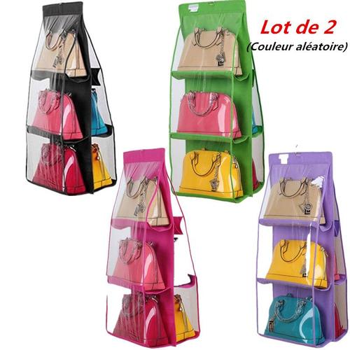 Pliage De Range-Placard Penderie Suspendu Système De Sac De Rangement Pour Sac À Main, Lot De 2,Couleur Aléatoire