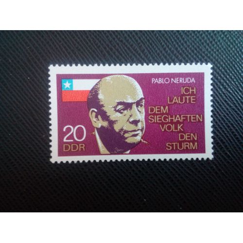 Timbre Allemagne / Rda Yt 1600 Pablo Neruda (Neftali Ricardo Reyes, 1904-1973) Poète Chilien 1974 ( 080106 )