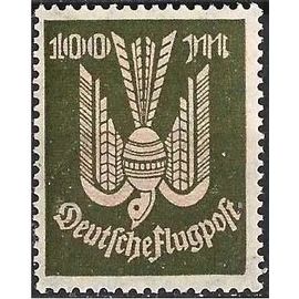 Allemagne, Rép De Weimar 1922, Très Beau Timbre De Poste Aérienne Neuf** Luxe N° Pa 14, Oiseau Stylisé 100 Mk. Vert Olive Et Rose, Filigrane Losanges.
