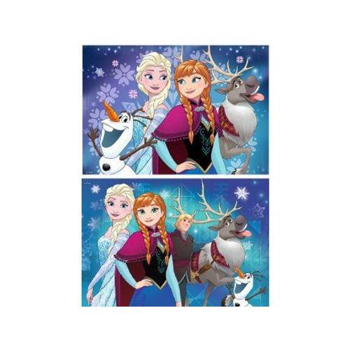 Coffret 2 Puzzles Enfant 24 Pieces : Reine Des Neiges : Elsa Anne Swen Olaf S'amusent - Dessin Anime Disney