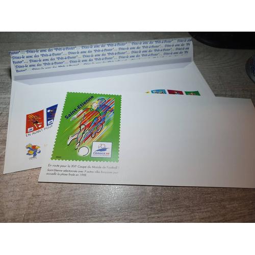 enveloppe pré-timbrée et carte France 98 - Saint-Etienne