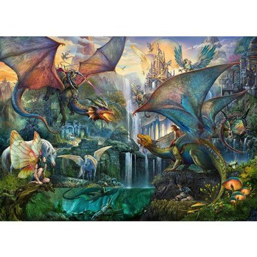 Puzzle Adulte Le Royaume Des Dragons - 9000 Pieces - Collection Monde Fantastique - Foret Fee - Licorne