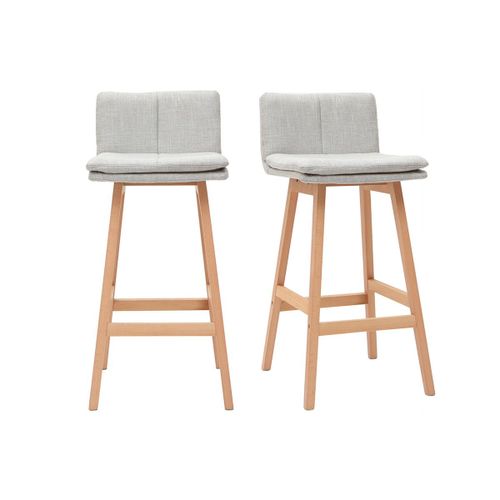 Tabouret De Bar Bois Et Gris Perle 65 Cm (Lot De 2) Joan