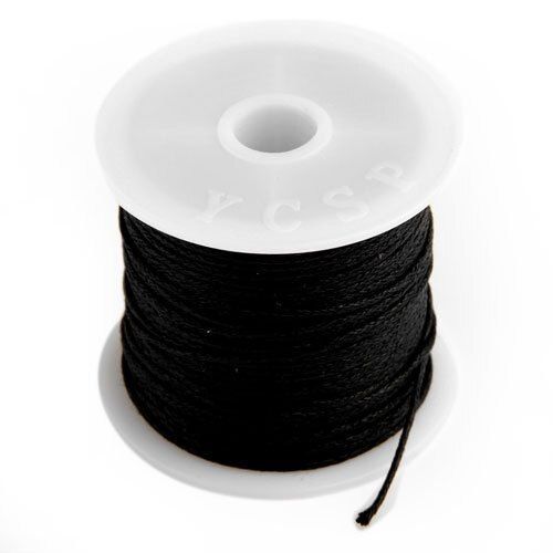 Collier En Coton Ciré Noir, Rouleau Chaud, Cordon De Perles De 1mm
