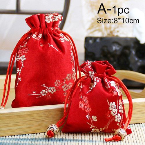 Sac En Soie 8x10cm/10x14cm, Pochette À Cordon, Couleurs Mélangées, Collier, Bracelet De Perles, Emballage De Bijoux, Cadeau De Noël/Mariage