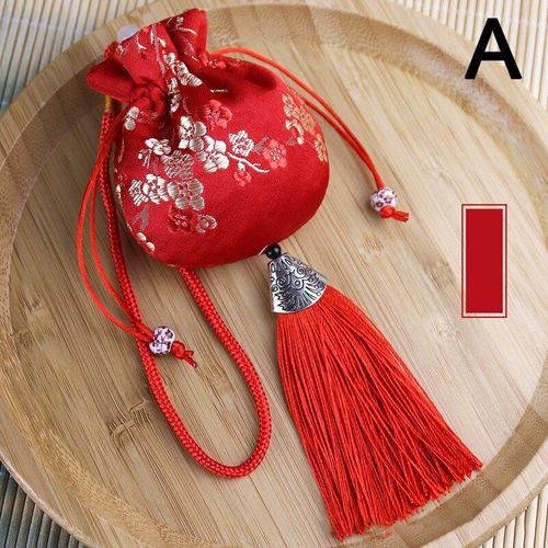 Sac De Rangement De Bijoux Style Chinois, Sac De Broderie Vintage Fait À La Main, Amulette, Sac À Cordon Pendentif, Sac Cadeau De Mariage