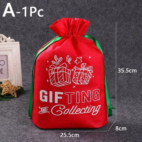 Sac À Cadeaux De Noël, Sac À Cordon Non Tissé De Noël, Sacs D'emballage Pour Bonbons Biscuits, Fournitures De Fête