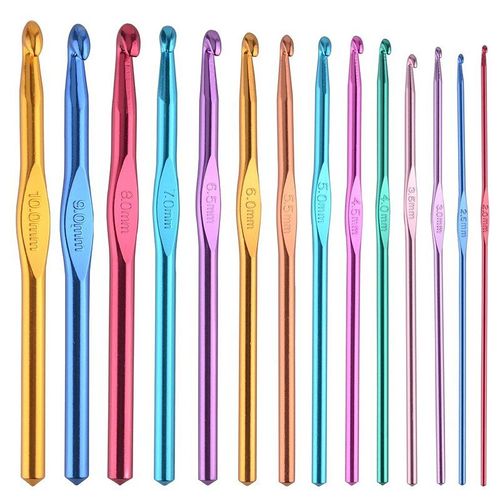 Crochet En Aluminium Multicolore, Aiguilles À Tricoter Mixtes Pour L'artisanat De Bricolage, Fils À Coudre, Accessoires De Machine À Tricoter, 2-10mm