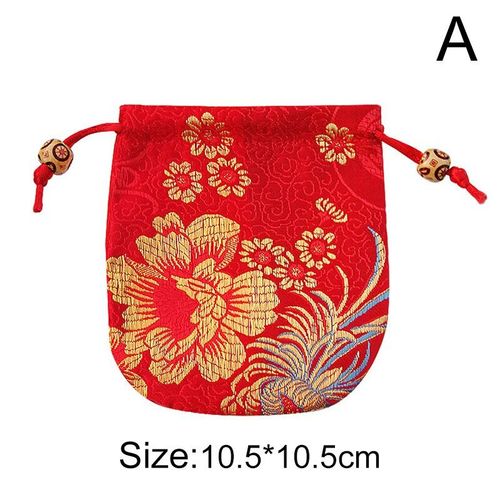 Sacs Cadeaux Jacquard Style Chinois Vintage, Sacs Cadeaux À Motif De Fleurs, Sacs D'emballage À Cordon Coulissant, Sacs Cadeaux Pour Bijoux D'anniversaire De Mariage