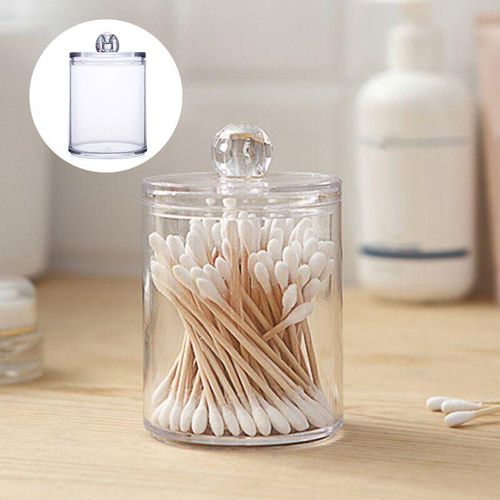 Boîte De Rangement Transparente Pour Coton-Tige, 1 Pièce, Organisateur Acrylique Rond Pour Coton-Tige, Bijoux Cosmétiques, Boîte En Plastique, Fournitures De Salle De Bain