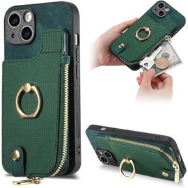 Fermeture Éclair Coque Pour Oppo A54 5g - Étui Portefeuille Carte Fentes Arrière Poche Antichoc Rotatif Support Housse Protect Cover Pour Oppo A54 5g [D8] -Green