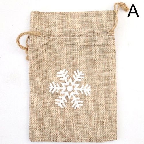 Sac En Coton Et En Lin 10x15cm, 1 Pièce, Sac À Bonbons De Noël, Cordon De Serrage, Emballage Cadeau Du Père Noël, Grand Sac De Rangement Des Bonbons