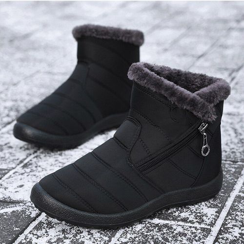 Bottines De Neige Chaudes Avec Fermeture Éclair Pour Femme, Bottes Épaisses Et Moelleuses, Doublées De Molleton, Pour L'extérieur, Offre Spéciale, Hiver