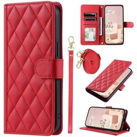 Compatible Avec Samsung Galaxy A51 4g Coque Cuir Portefeuille Etui Folio Magnetique Housse Stand Antichoc Avec Fentes De Cartes Support Fonction-Rouge