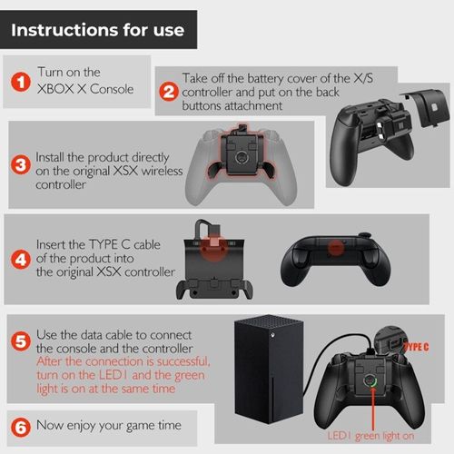 Contrôleur De Touches D'extension Pour Manette De Jeu Xbox Série X/S Bouton Arrière De Fixation Du Joystick Bouton Arrière Support De La Fonction Turbo