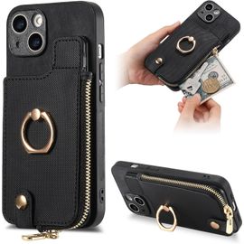 Fermeture Éclair Coque Pour Xiaomi Redmi Note 9 4g -Étui Portefeuille Carte Fentes Arrière Poche Antichoc Rotatif Support Housse Protect Cover Pour Redmi Note 9 4g / Xiaomi Mi 10x 4g [D8] -Black