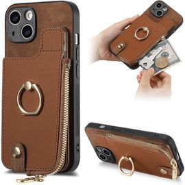 Fermeture Éclair Coque Pour Xiaomi Redmi Note 9 4g -Étui Portefeuille Carte Fentes Arrière Poche Antichoc Rotatif Support Housse Protect Cover Pour Redmi Note 9 4g / Xiaomi Mi 10x 4g [D8] -Brown