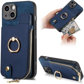 Fermeture Éclair Coque Pour Xiaomi Redmi Note 9 4g -Étui Portefeuille Carte Fentes Arrière Poche Antichoc Rotatif Support Housse Protect Cover Pour Redmi Note 9 4g / Xiaomi Mi 10x 4g [D8] -Blue