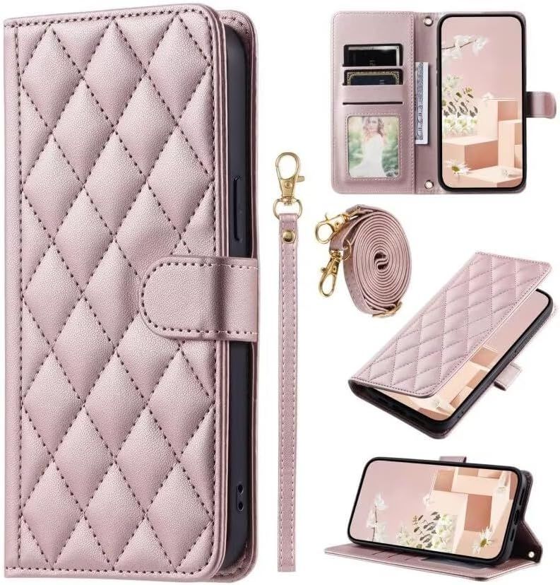 Compatible Avec Samsung Galaxy S23 Coque Cuir Portefeuille Etui Folio Magnetique Housse Stand Antichoc Avec Fentes De Cartes Support Fonction-Or Rose