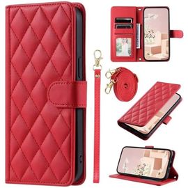 Compatible Avec Samsung Galaxy A32 4g Coque Cuir Portefeuille Etui Folio Magnetique Housse Stand Antichoc Avec Fentes De Cartes Support Fonction-Rouge