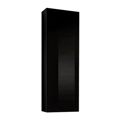 Armoire Murale 1 Porte 3 Compartiments  Noir Finition Brillante Led  40 X 126 X 29cm  Nora V1