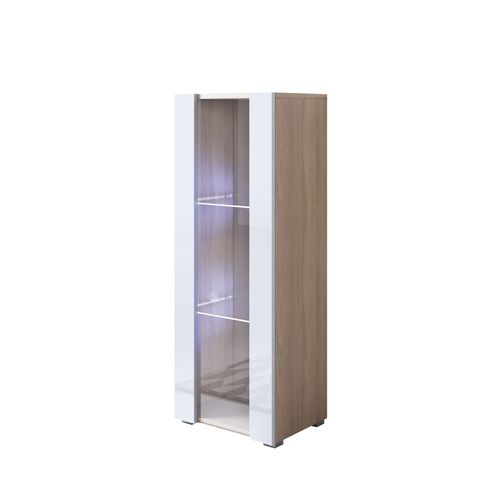 Armoire Modèle Luke V2 (40x128cm) Couleur Sonoma Et Blanc Avec Pieds Standard