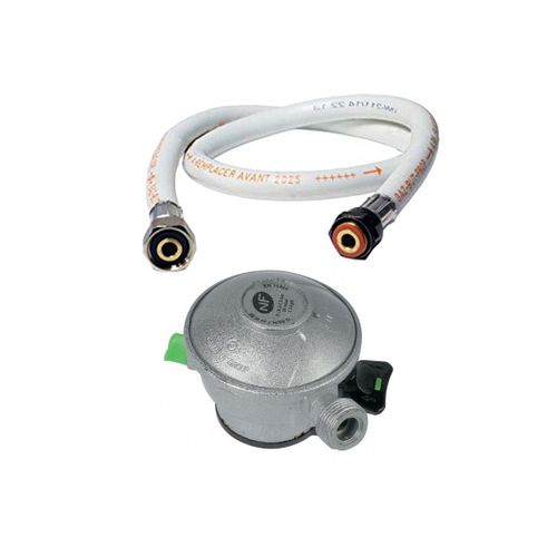 Pack Tuyau gaz flexible 1.50 m + D?tendeur Propane ? clipser Quick-On Valve 27mm BUTAGAZ