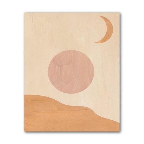 Toile D'art Abstraite Rose Avec Impression Soleil Et Lune, Orange Brûlé, Style Boho, Affiche De Dessin, Décor Minimaliste Pour La Maison 40*40cm