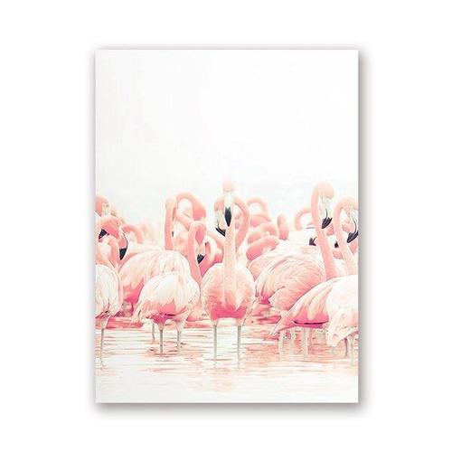 Affiche En Toile Imprimée Avec Flamand Rose, Image Tropicale, Oiseau, Animal, Photographie, Peinture, Grande ¿Uvre D'art, Décor Mural Pour Pépinière 40*40cm