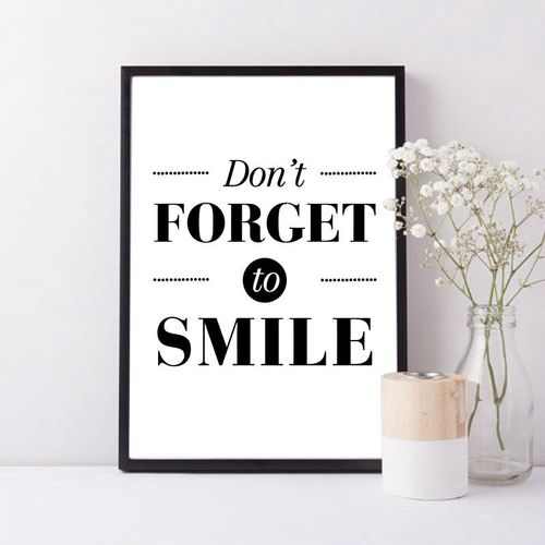 Peinture Sur Toile Avec Citations Et Sourire, Style Minimaliste, Nordique, Noir Et Blanc, Affiche Imprimée, Art Mural, Décoration De Salon, Maison 40*40cm