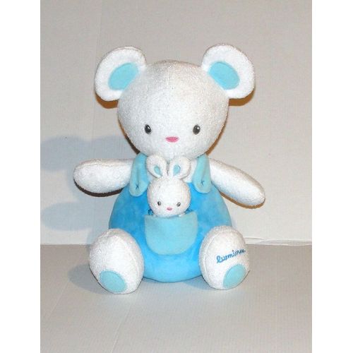 Doudou Souris Salopette Bleu Avec Son Doudou Luminou Jemini 25cm Doudou Luminescent