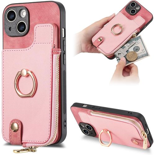 Fermeture Éclair Coque Pour Samsung Galaxy A33 5g - Étui Portefeuille Carte Fentes Arrière Poche Antichoc Rotatif Support Housse Protect Cover Pour Samsung Galaxy A33 5g [D8] -Pink