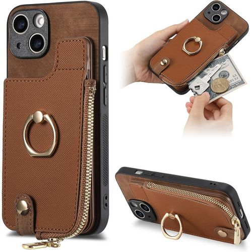 Fermeture Éclair Coque Pour Samsung Galaxy A33 5g - Étui Portefeuille Carte Fentes Arrière Poche Antichoc Rotatif Support Housse Protect Cover Pour Samsung Galaxy A33 5g [D8] -Brown