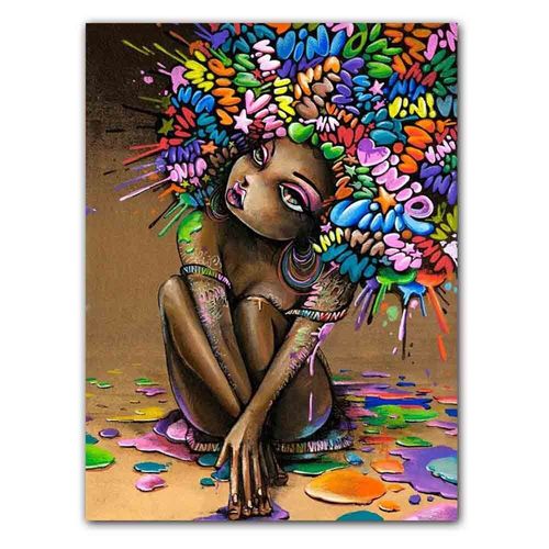 Affiche De Figure D'art Graffiti Nordique, Coiffure Unique, Fille Sexy, Peinture Sur Toile Abstraite, Bureau, Salon, Décoration Murale De La Maison 40*40cm