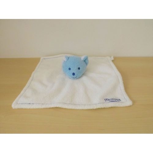 Doudou Ours Blanc Bleu Musti De Mustela