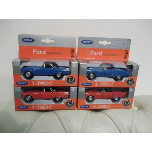 Ford 1955 Thunderbird - Lot De 4 Miniatures Voitures En Métal Welly (1:43)