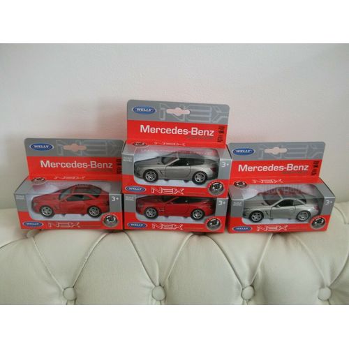 Mercedes-Benz 2012 Sl 500 - Lot De 4 Miniatures Voitures En Métal Welly (1:43)
