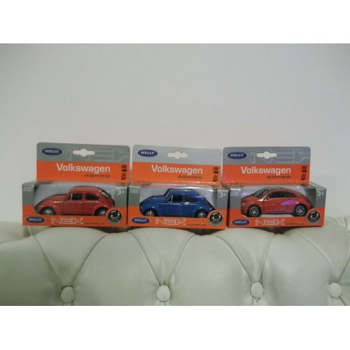 Volkswagen Beetle - Lot De 3 Miniatures Voitures Métal Welly (1:43)