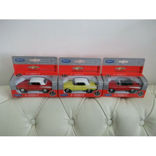 Chevrolet 1957 Bel Air - Lot De 3 Miniatures Voitures En Métal Welly (1:43)