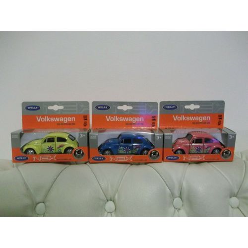 Volkswagen Beetle - Lot De 3 Miniatures Voitures Métal Welly (1:43) N°423343b2/A2