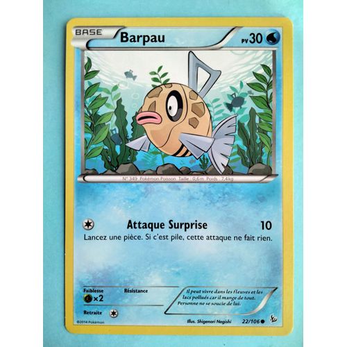 Carte Pokémon N° 349 Barpau