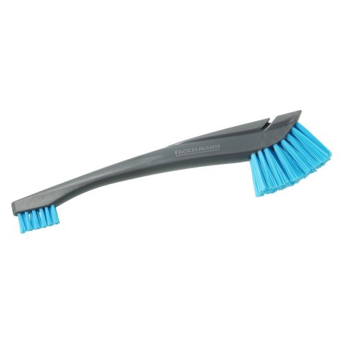 Fackelmann 60150 Brosse de nettoyage de la maison avec deux embouts, brosse de nettoyage, brosse nettoyage maison, Plastique, Gris, Bleu, 20 cm