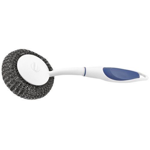 Fackelmann 63861 Brosse métallique de nettoyage, brosse nettoyante, éponge inox, Plastique, Acier inoxydable, 26 x 10 x 4 cm