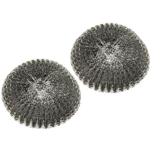 Fackelmann 63862 Lot de 2 recharges d'éponges en inox pour brosse métallique, recharge de brosse nettoyante, éponge inox, grattoir inox, Acier inoxydable, 10,5 cm