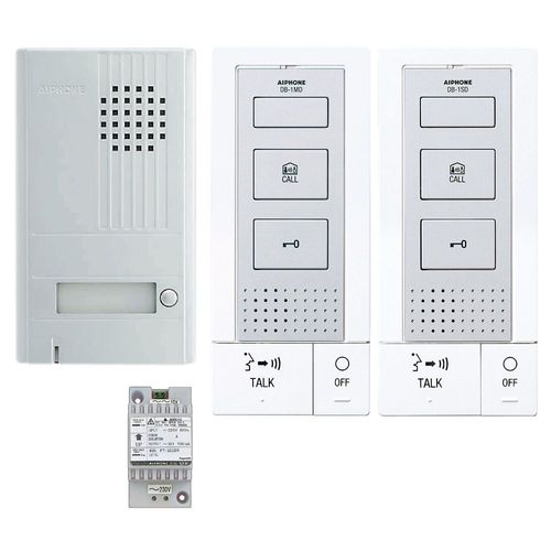 Aiphone - Kit Portier Audio 2 Fils Platine Saillie Alu 1 Bouton 1 Transformateur 2 Postes Intercommunication - Db2int