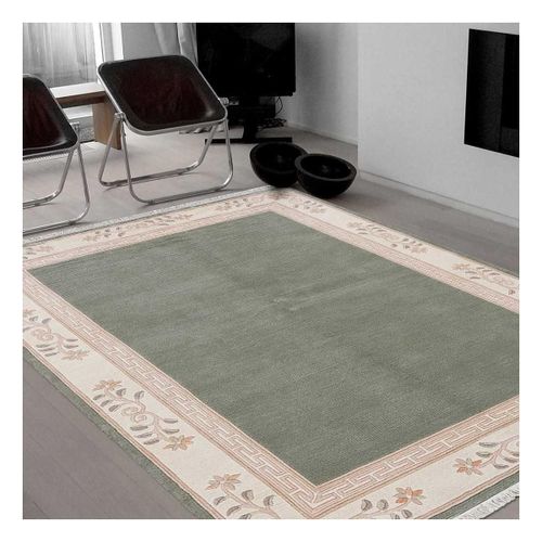 Tapis Entrée 70x140 Fait Main En Laine Vert Rectangle Motif Simple Napissa