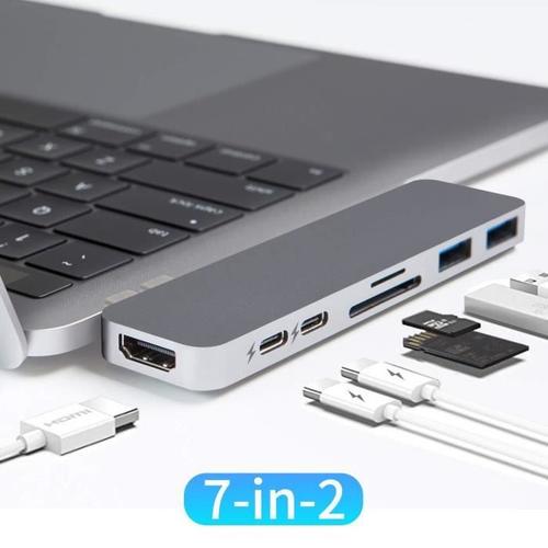 Hub USB C, Adaptateur TypeC Hub pour MacBook Notebook Laptop ( 1*HDMI,2*USB-C PD,1*SD et Micro SD/TF ,2* USB 3.0 Ports )